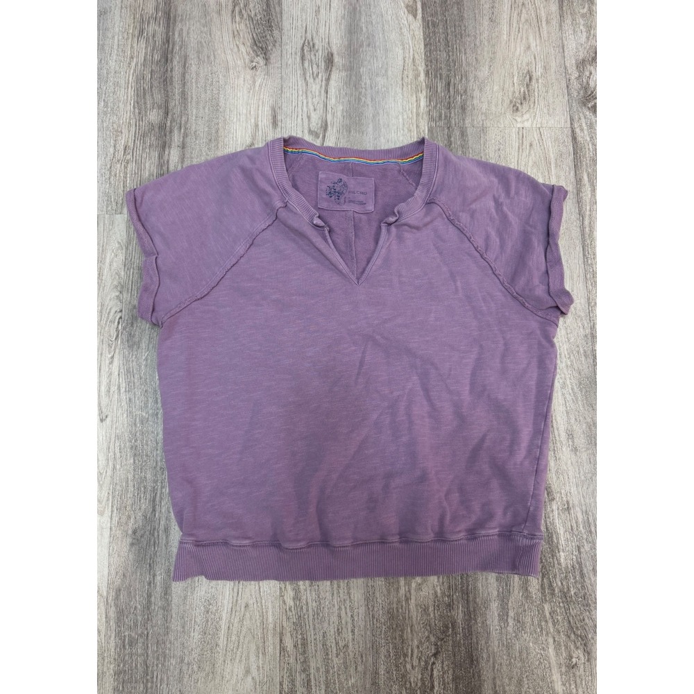 Pilcro Lavender Short-Sleeve Pullover Sweatshirt